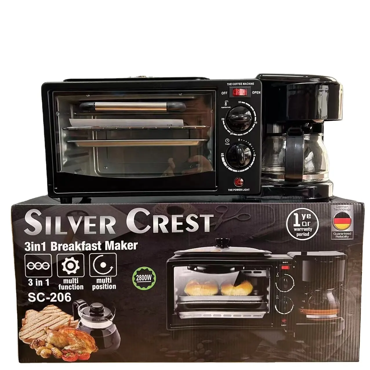 Ontbijt Brood Oven En Koffie Pot Ontbijt Pizza Oven 3 In 1 Ontbijt Machine