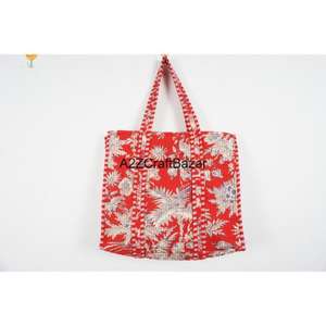 Bolso Tote Grande de Algodón Multicolor a Rayas, Acolchado a Mano, para Playa y Compras, con Asa Larga, para Mujer, el Más Vendido, de Rajastha - Product Image 2