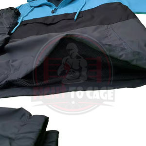 New Trendy Wholesale Custom Men's Printed Streetwear Color Block Lightweight Nylon 2 Piece Sky Blue High Quality <b>Windbreaker</b> - Product Image 3