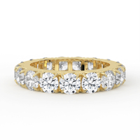 Bague en or jaune 14K 18K conforme aux normes, avec diamant de laboratoire rond couleur champagne, palette désertique, sertissage à griffes partagées, bande éternité complète
