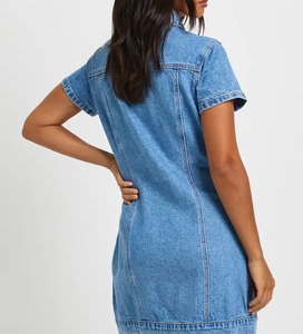Vestido vaquero vintage para mujer al por mayor, personalización de marca, proveedor de moda, ropa al por mayor, bordado personalizado OEM - Product Image 2