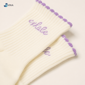 Basic <b>Grip</b> <b>Socks</b> with Text Inhale Exhale ODM <b>Custom</b> logo Purple Color Anti Slip Cotton <b>Socks</b> for Yoga Pilates Use for Men Women - Product Image 2