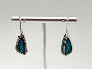 Azurite Malachite Sterling <b>Silver</b> Handmade Unique Luxury Gemstone Earrings Organic Shape Jewelry Gift for Anniversary Party - Product Image 2