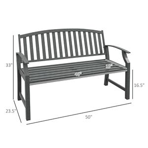 Panca da Giardino in Acciaio Grigio da 46 Pollici con Telaio a Doghe, Stile Rustico/Moderno per Esterni, Patio, Parco, Veranda, Prato, Terrazza, per Cortili di Centri Commerciali - Product Image 3