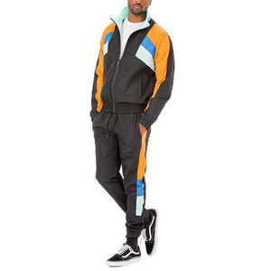 Ensemble de survêtement sportif pour homme avec blocs de couleur, fermeture éclair intégrale, respirant, en polyester, pour le printemps, décontracté, manches longues - Product Image 5