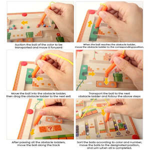 Wudly para Super Mario Theme Tablero de laberinto magnético de madera Juego de rompecabezas de laberinto de mármol educativo Máquinas de aprendizaje divertidas para niños - Product Image 6