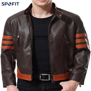 Veste d'hiver pour homme en cuir véritable et toile avec fermeture éclair, style Wolverine, manteau décontracté de type locomotive, bomber Logan, coupe slim, coupe-vent et imperméable - Product Image 3