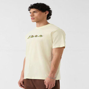 T-shirt pour homme en coton pur de haute qualité, version rétro ample avec manches tombantes et col rond, manches courtes - Product Image 2