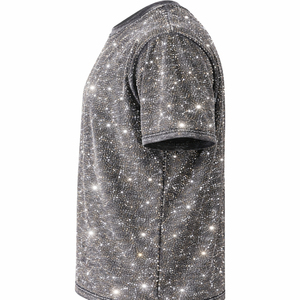 Custom Rhinestone <b>T</b>-<b>Shirts</b> <b>Trendy</b> Drop Shoulder Regular Fit Hip Hop Style Heavyweight 100% Cotton Anti-Wrinkle Quick Dry Men - Product Image 3