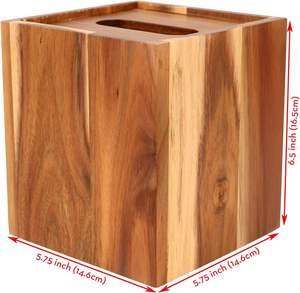 Boîte à mouchoirs carrée en bois faite à la main et organiseur de rangement décoratif pour tiroir supérieur - Product Image 5