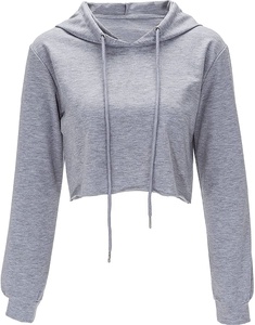 Sudadera corta con capucha para mujer, ropa para Parte Superior Femenina, con cuello redondo, personalizada, venta al por mayor - Product Image 5