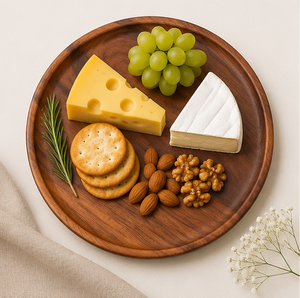 Assiette de service tendance en bois d'acacia écologique, ronde, rustique, faite à la main, pour les fêtes et les événements - Product Image 2
