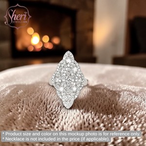 [Sheri Jewels] Elongated Marquise Shape Luxury 18K Solid White Gold Eye Catching Natural Diamond Ring - Product Image 3