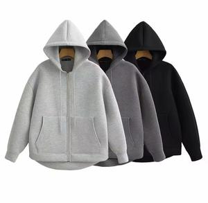 เสื้อฮู้ดซิปแบบโอเวอร์ไซส์ ยูนิเซ็กซ์ สีพื้น สไตล์สตรีทแวร์ลำลอง ทรงหลวม ผ้าฝ้าย 100% เป็นมิตรต่อสิ่งแวดล้อม ผ้าเฟรนช์เทอร์รี่ - Product Image 1