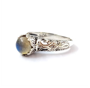 Blue fire <b>Labradorite</b> Gemstone 925 Sterling Silver <b>Ring</b> Handcrafted Minimalist Gift for Her - Product Image 2