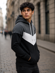Sweat-shirt à capuche color block pour homme, pull décontracté à manches longues, vêtements en gros, sweat-shirt unisexe - Product Image 3