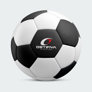 Ostriya Intl Wholesale Rate Soccer Ball White <b>Red</b> Striped Durable Lightweight Leather Indoor/Outdoor Professional Training - Product Image 2