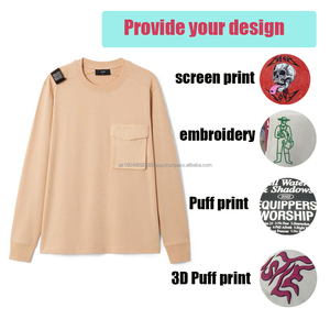 Cargo Pocket <b>Tshirt</b> Casual Knit <b>Long</b> Sleeve Wholesale Blank Oversized <b>Long</b> Sleeve 100% cotton, T-shirt for <b>men</b>, loose fit - Product Image 4