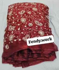 Tela de seda premium con bordado de diseñador, material para vestidos bordados para ropa de mujer, proveedor mayorista. - Product Image 5