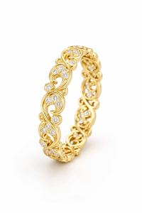 Bague en or massif 10K 14K 18K avec diamants de laboratoire ronds certifiés IGI, couleur DEF, clarté VS VVS, style éternité complète et motif tourbillon. - Product Image 5