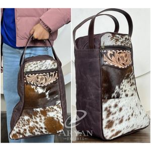 Sac à chaussures en toile robuste avec pochette de rangement en cuir de vachette façonnée à la main pour les voyages, la salle de sport et l'extérieur avec fermeture éclair sécurisée - Product Image 1