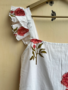 Robe d'été bohème vintage sans manches en coton avec imprimé floral multicolore joyeux, imprimé à la main, col carré, robe longue maxi - Product Image 3