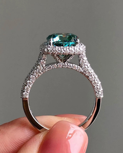 <b>925</b> Sterling <b>Silver</b> Original Green Moissanite Gemstone Handmade designer Fine <b>Ring</b> Customized <b>Silver</b> Rhodium Plated - Product Image 3