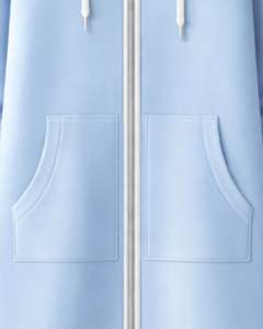 Sudadera con capucha larga azul claro para mujer, abrigo de invierno con forro polar y bolsillos tipo canguro, ropa casual cálida, OEM, personalizada de fábrica - Product Image 6