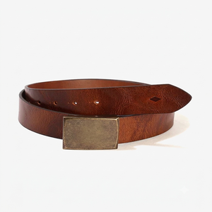 High Quality Brown Textured Leather Casual Belt for Men with Stylish Antique <b>Silver</b> Brass Buckle <b>Jeans</b> Belt - Product Image 5
