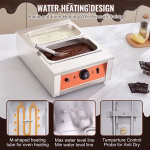 Temperatrice Elettrica Commerciale per Cioccolato in Acciaio Inossidabile da 8 kg (17.6 libbre) con 2 Vasche, Controllo Temperatura 30-85°C - Product Image 4