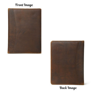 Brown Leather <b>Portfolio</b> Organizer Document <b>Folder</b> Card Holder Resume File Case for Gift - Product Image 3