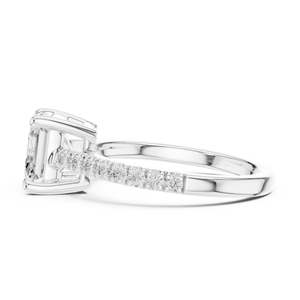 ราคาขายส่ง แหวนเพชรสำหรับผู้หญิง ทองคำขาว 14K แท้ ทรง Asscher เพชรเพาะเลี้ยงในห้องปฏิบัติการ พร้อมใบรับรอง GRA - Product Image 2