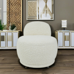 Silla giratoria decorativa para oficina en casa y dormitorio, tapizado con mechones, brazo redondo, sala de estar, sofá para el hogar con función giratoria - Product Image 3