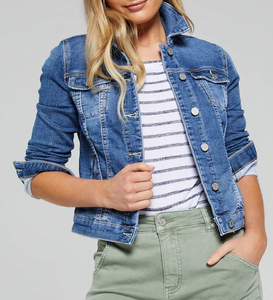 2024 Customized Breathable Reversible Women <b>Denim</b> <b>Jacket</b> Brand Patchwork Embroidery Contrast Color Cotton Filling OEM Serviced - Product Image 5