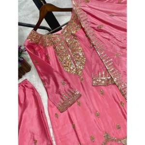 Women's Beautiful <b>Top</b>-Plazzo and Dupatta Set with Embroidery Sequence Work - Product Image 4