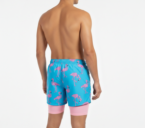 Shorts de Playa Personalizados para Hombre, Sublimados, 2 en 1, Shorts de Natación con Leggings de Compresión, Forro Interior, Secado Rápido, 100% Poliéster Satinado - Product Image 4