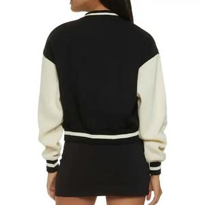 2025 Top Trending Custom Logo Mujer 100% Algodón Fleece Varsity Chaquetas Cropped Ladies University Chaquetas Bordado Piel de oveja - Product Image 2