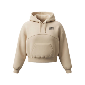 Felpa con Cappuccio Beige Personalizzata con Tasca Frontale per Logo, Maniche Regolari, Casual, per <span class=keywords><strong>l</strong></span>'<span class=keywords><strong>Autunno</strong></span> - Product Image 1