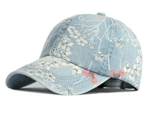 Casquette de baseball en jean à imprimé floral personnalisable, mélange de coton, visière incurvée, style vintage décontracté, 6 panneaux, sangle réglable, streetwear - Product Image 2