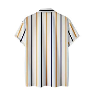 Chemise décontractée pour homme à rayures multicolores verticales, manches courtes, style rétro, boutonnée, légère, pour l'été, la plage, style hawaïen - Product Image 2