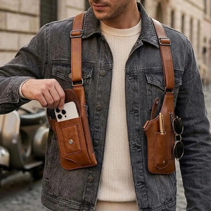 Bolso de Hombro de Cuero de Lujo, Riñonera con Correa Ajustable, Herrajes de Primera Calidad, Carcasa Suave de Alta Calidad, Múltiples Compartimentos - Product Image 1