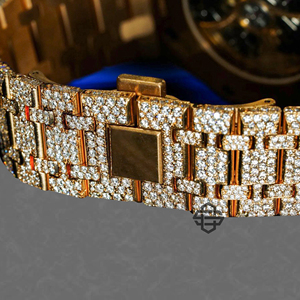 Montre de luxe pour homme, style affaires, à quartz, squelette, entièrement sertie de moissanite, automatique, bracelet en acier inoxydable, verre serti de diamants - Product Image 3