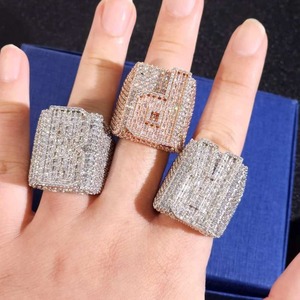 Bague de déclaration de luxe Hip Hop en argent sterling 925, sertie de moissanite et de diamants, avec lettre personnalisée, unisexe, édition bijoux de mode pour soirée - Product Image 4