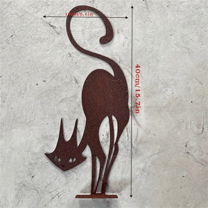 Decorazione da parete in metallo a forma di gatto nero gotico per Halloween, per interni ed esterni - Product Image 1