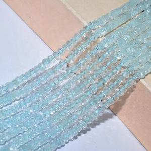 Perles facettées rondes en aquamarine naturelle bleue de qualité supérieure, 3 mm, brin de 13 pouces, poids personnalisable pour la fabrication de bijoux - Product Image 1