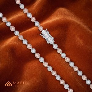 Collar de cadena de tenis de lujo con cuentas de moissanita chapadas en oro rosa, elegante joyería de moda unisex. - Product Image 5