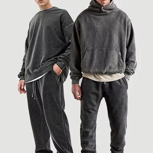 Survêtements d'hiver unisexes en coton 100% de haute qualité, style vintage délavé à l'acide, avec logo personnalisé, pour le streetwear – Vente en gros - Product Image 2