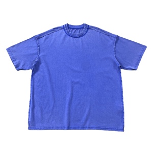 Wholesale 100% Cotton 220g Heavy Summer Solid Knitted Eco-Friendly Sun Faded Vintage Streetwear Short Sleeve <b>Oversize</b> Tshirt for - Product Image 4