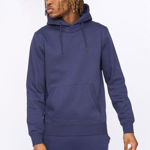 Men's <b>Navy</b> Blue Hooded <b>Sweatshirt</b> Loose Fit Solid Color Casual Autumn Wear Pocket Design Knitted 100% Cotton Custom Printed - Product Image 4