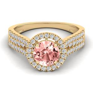 แหวนหมั้นเพชรพลอยมอร์แกไนต์สีชมพูทองคำ 14K คุณภาพพรีเมียม REYES แหวนแต่งงานสำหรับผู้หญิง เครื่องประดับมุก - Product Image 6